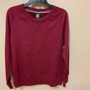 NWT STARTER Pullover Embossed Logo Sweatshirt Large Red/Maroon‎ Crewneck Casual